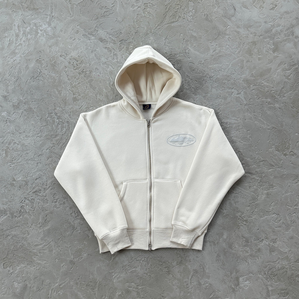 corteiz island puff print zip set [off white]