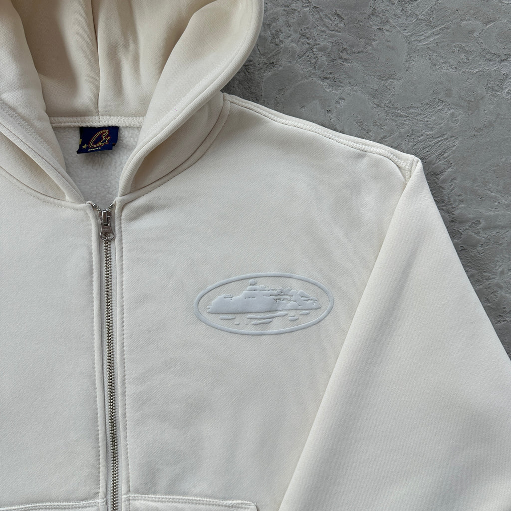 corteiz island puff print zip set [off white]